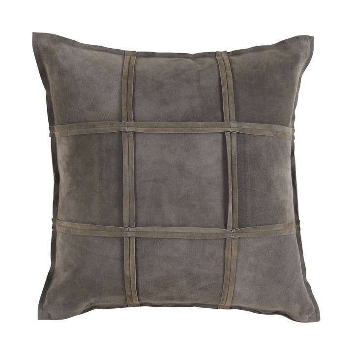 Sonia Suede Pillow - Light Grey 22" x 22" for wholesale by Liam & Lana