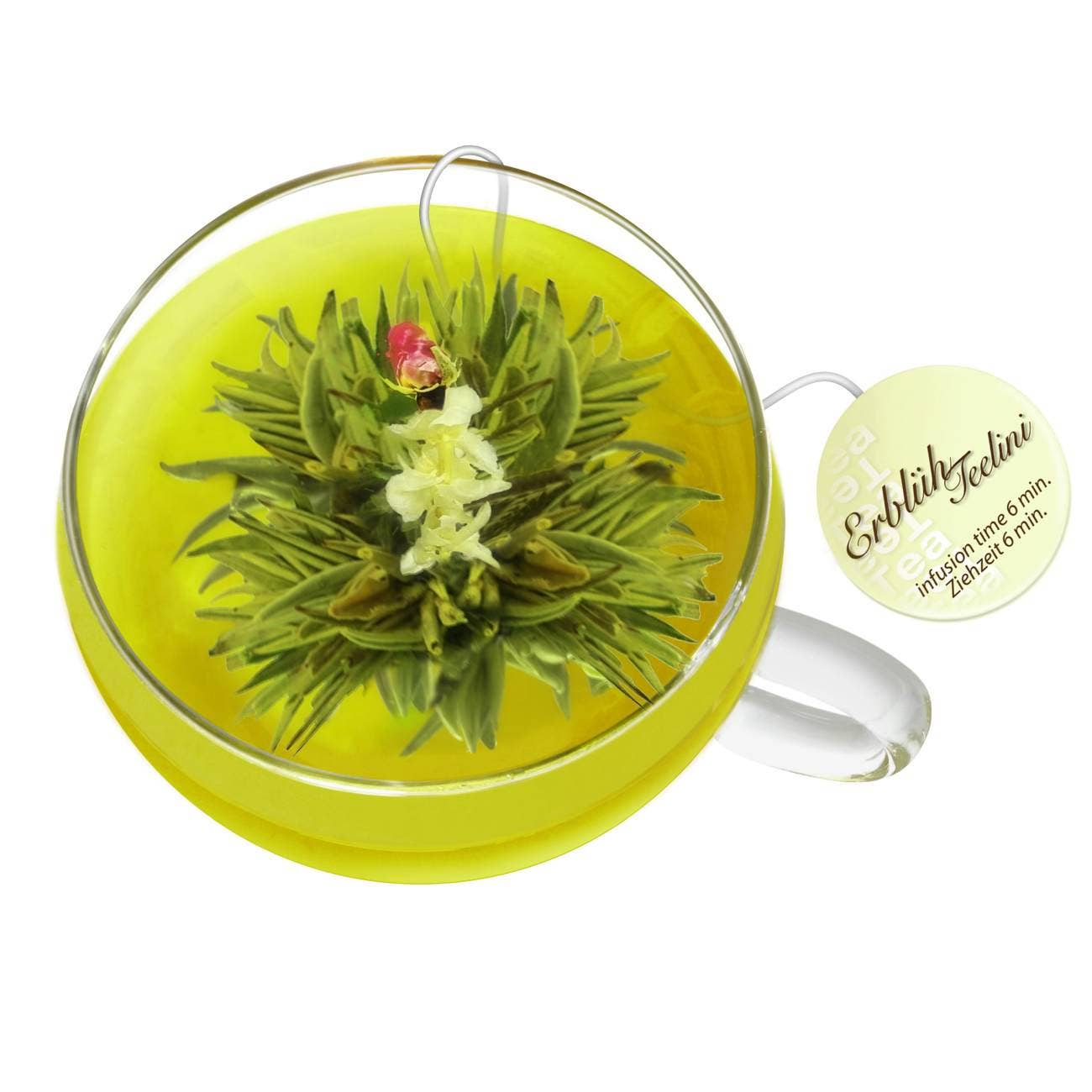 Creano – wholesale Loose tea – Creano “ErblühTeelini” 8 tea flowers in 4 varieties (green tea)3