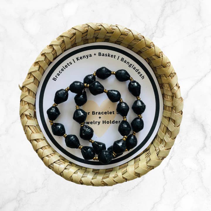 Bangladesh/Kenia | Conjunto de Pulsera + Cesta | Negro para venta al por mayor de Beautifully Made Fair Trade