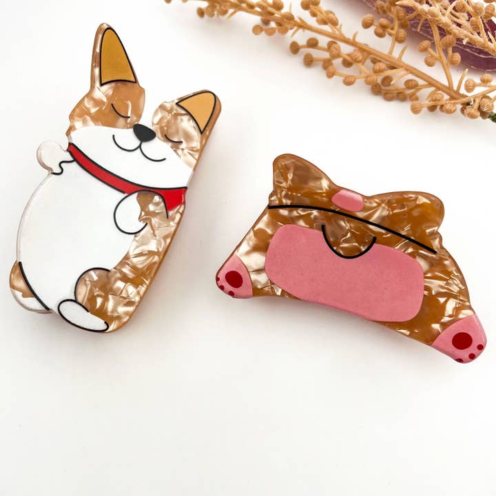 mildstyles - Wholesale Hair Clip - Women's - Cute Smiling Corgi Animal Printed Hair Claw Clip3