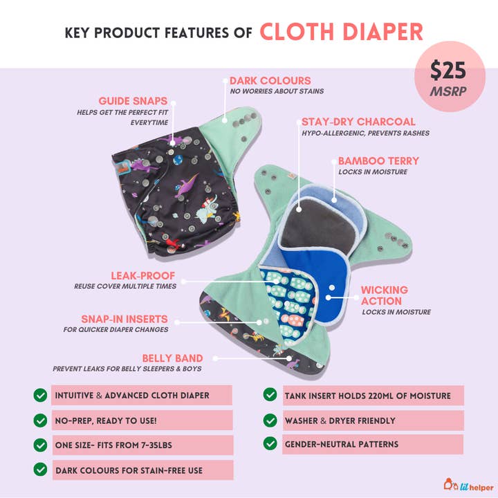 Pañal de tela para venta al por mayor de Lil Helper