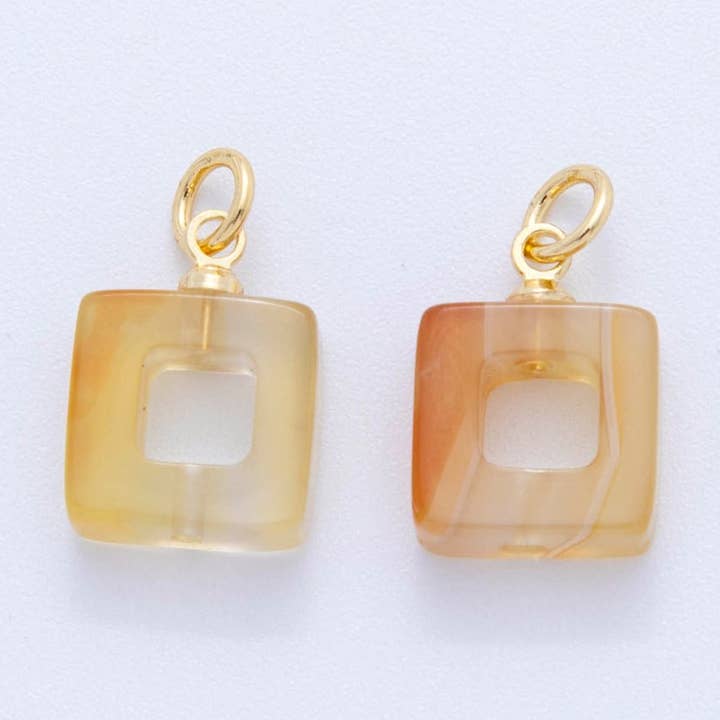 18K Guld Fylld Orange Citrin Öppen Fyrkantig Ädelstensberlock | AG295 för wholesale av Aim Eternal