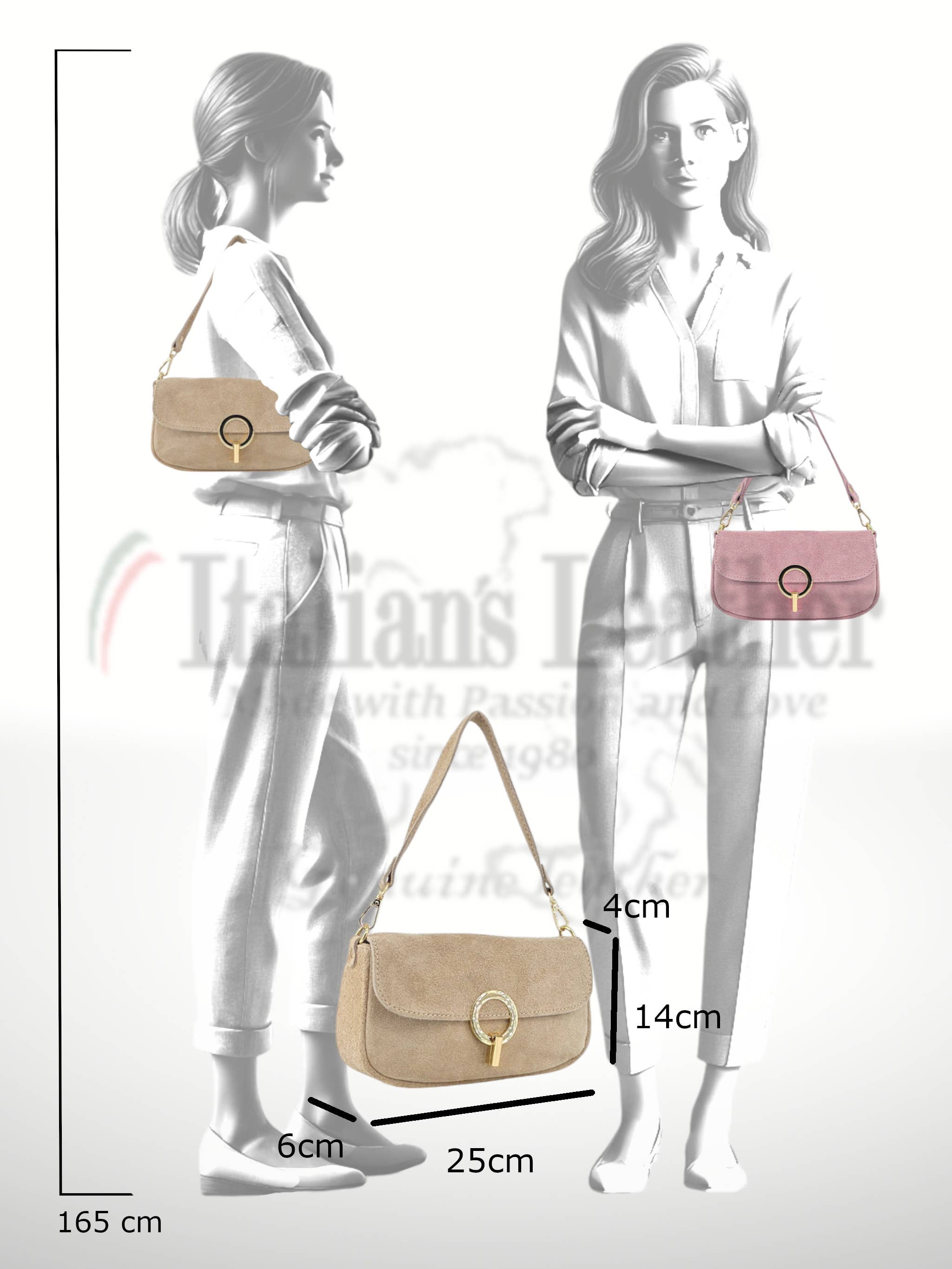 ITALIAN'S LEATHER – Großhandel Schultertasche – Damen – Nuria Lederhandtasche aus Wildleder 25030530