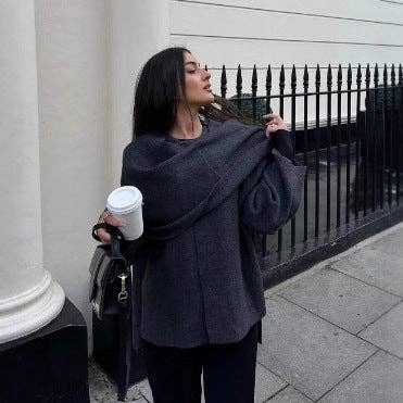 SALINA TRADING INC – wholesale Jacket – Women's – Asymmetrical Knitted Jacket With Scarf For Women6