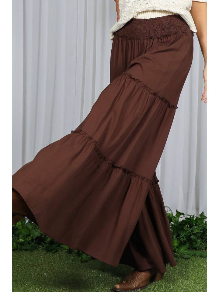 Vine & Love - Wholesale Pants - Women's - Maxi Tiered  Wide Leg Beach Palazzo Pants VP730529