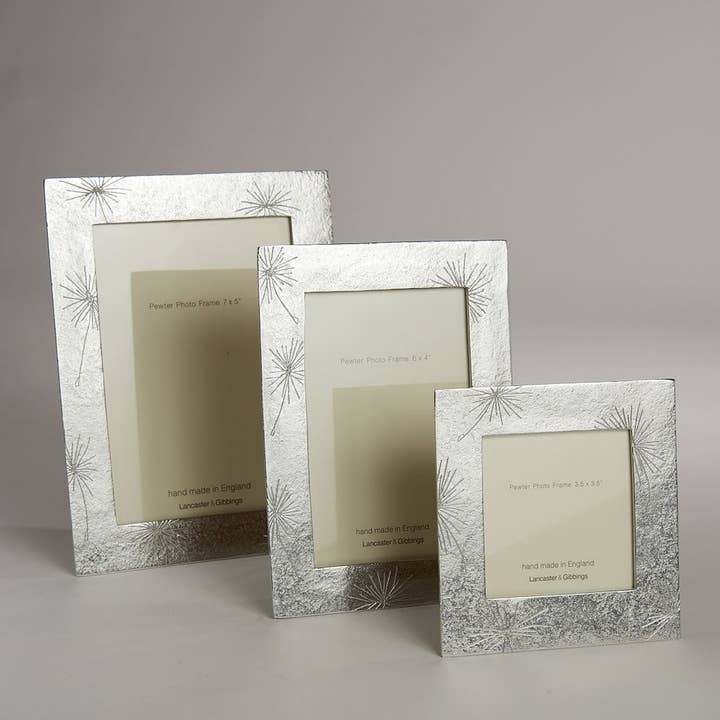 Lancaster and Gibbings - Wholesale Picture Frame - Scratched Flowers Hand cast Pewter Photo Frame