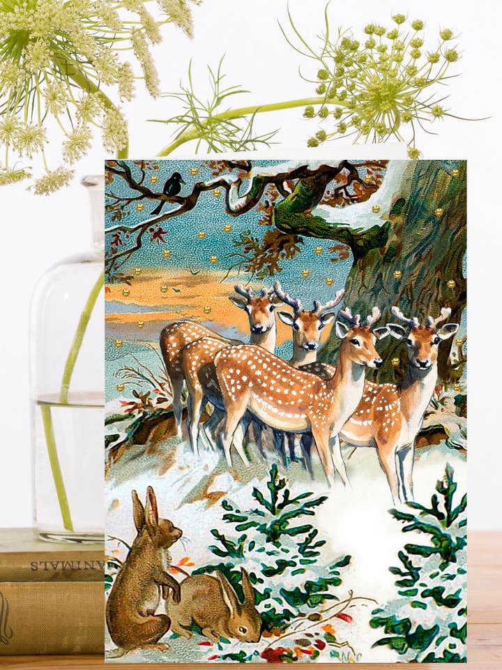 GT018P ~ Hand Glittered kerstkaart voor wholesale door Madame Treacle