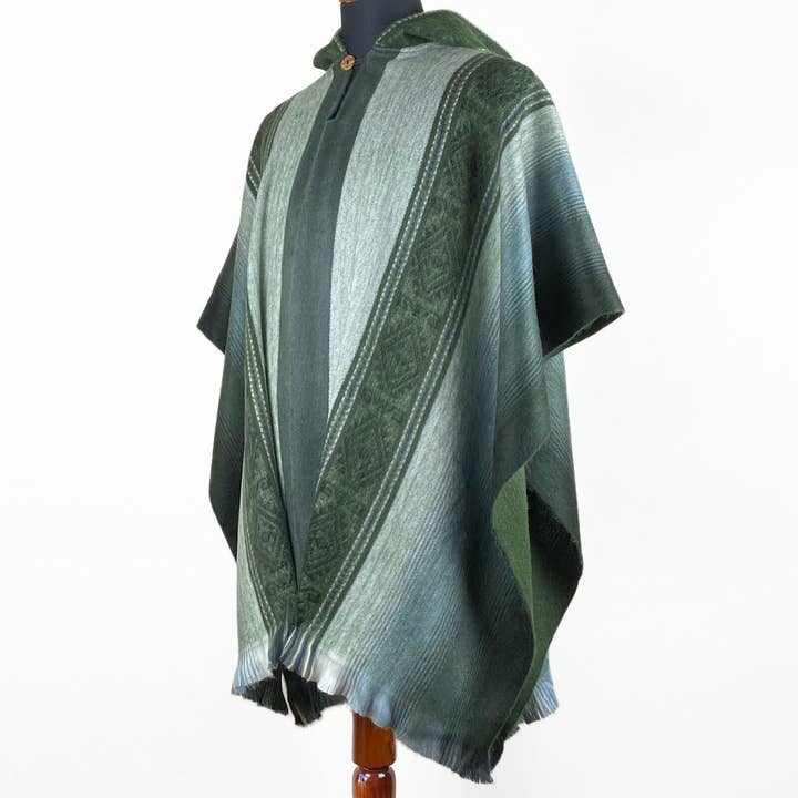 Baby Alpaca Lana Unisex Poncho Jersey - Verde Oscuro para venta al por mayor de ECUALAMA