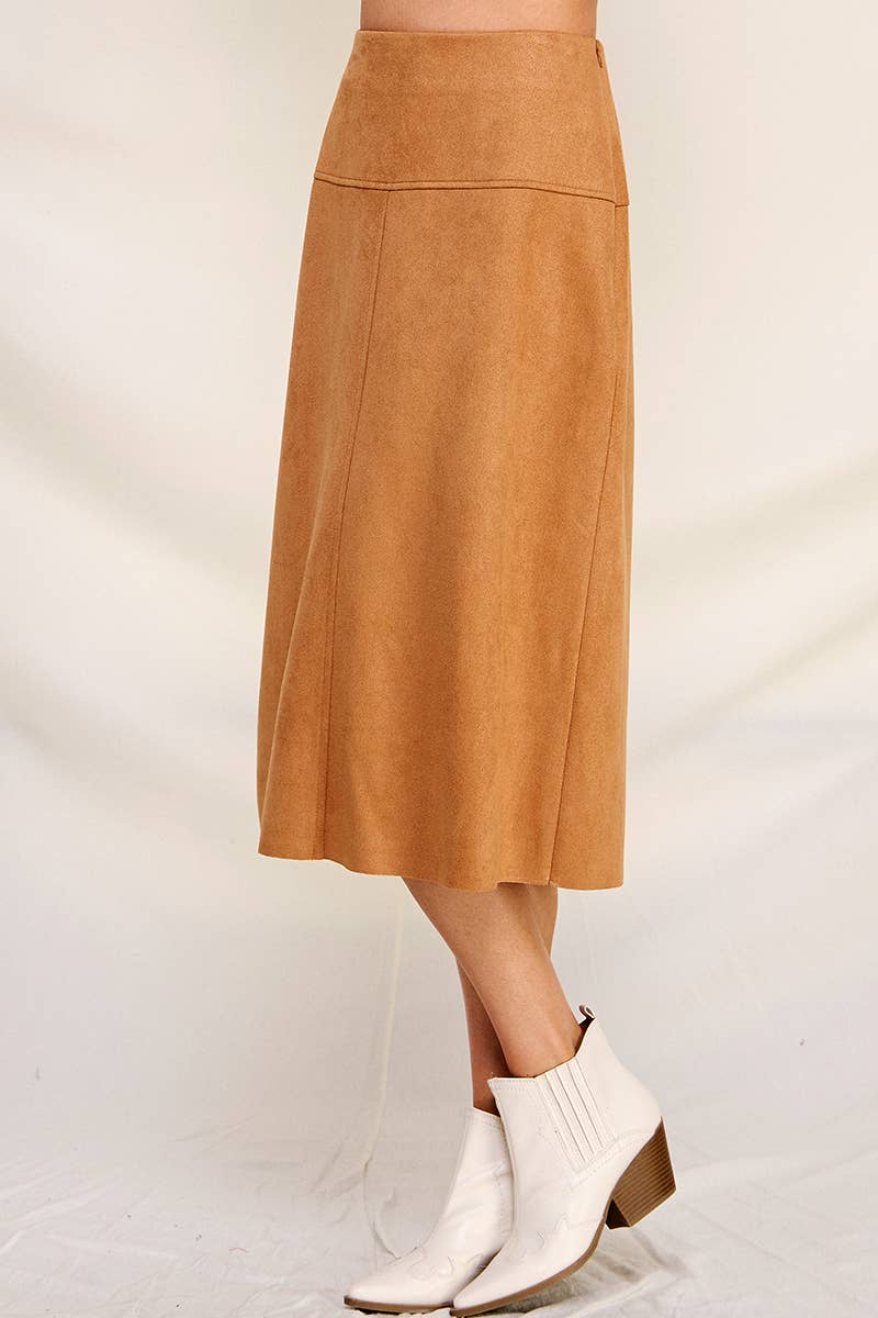 Allie Rose - Vente Jupe – femme - Jupe midi en microsuède souple5