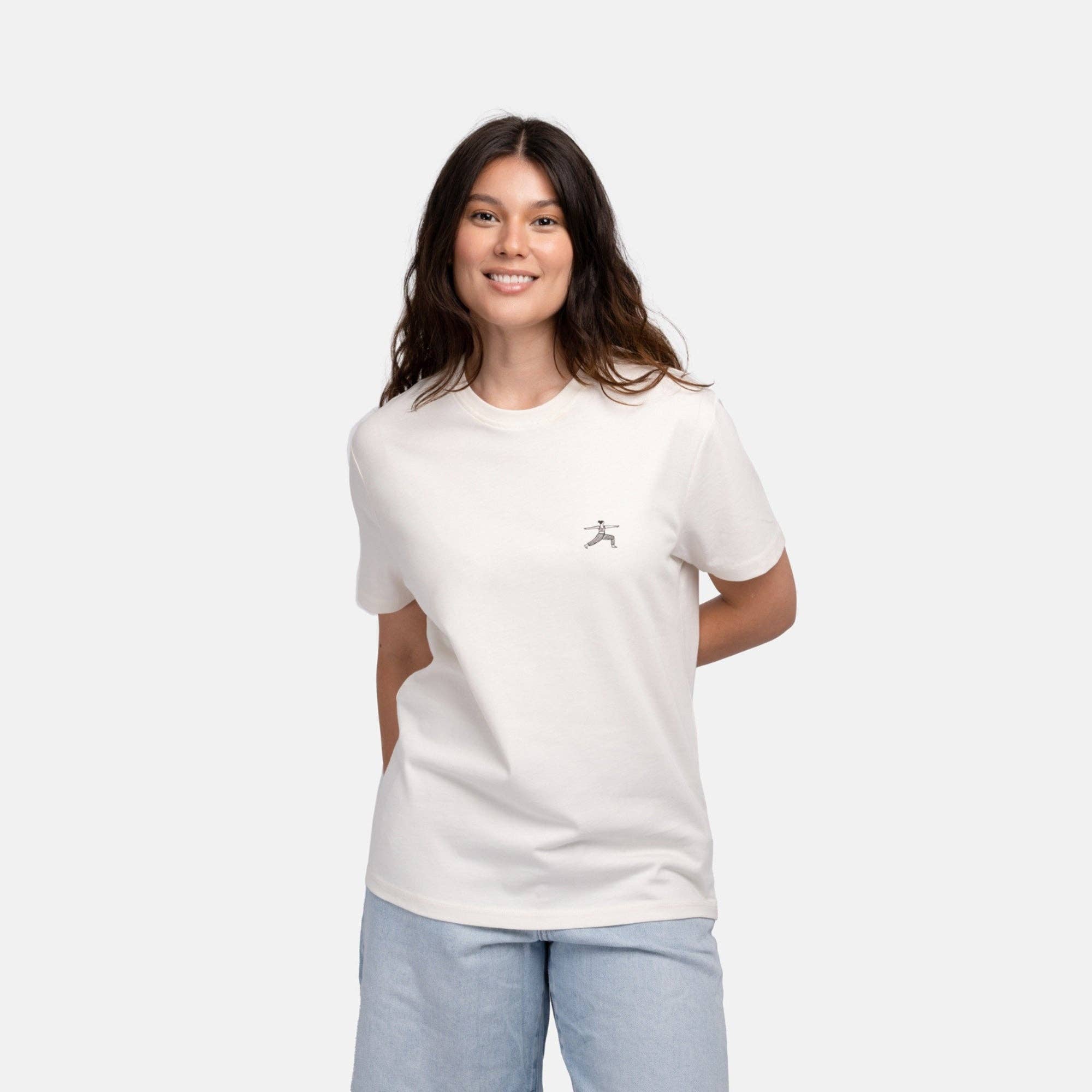 Natural Vibes - Wholesale Screen Printed T-Shirt - Women's - Yoga T-Shirt - Organic White T-Shirt, Warrior Print1