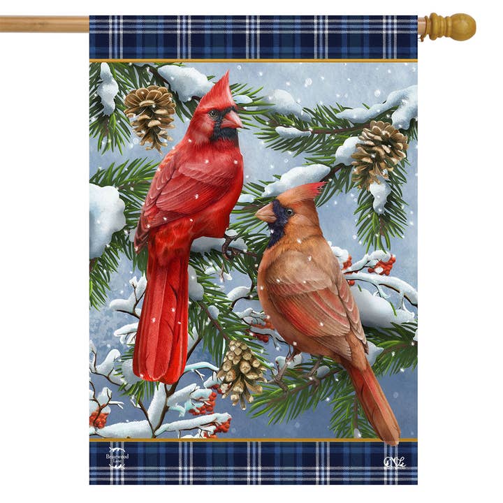 Briarwood Lane - Wholesale Flag - Wintertime Cardinal Pair Winter House Flag 40" x 28"