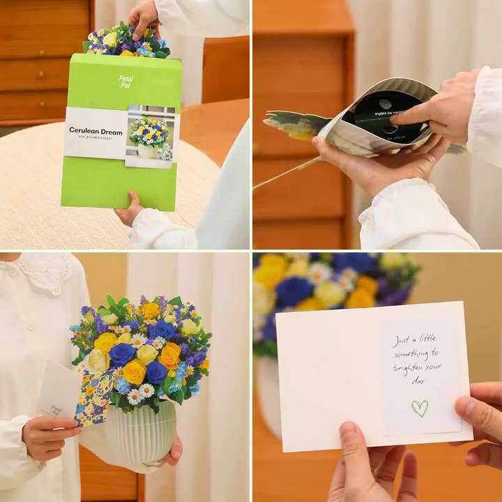 PetalPal - Wholesale Everyday Greeting Card - Cerulean Dream Pop-Up Bouquet