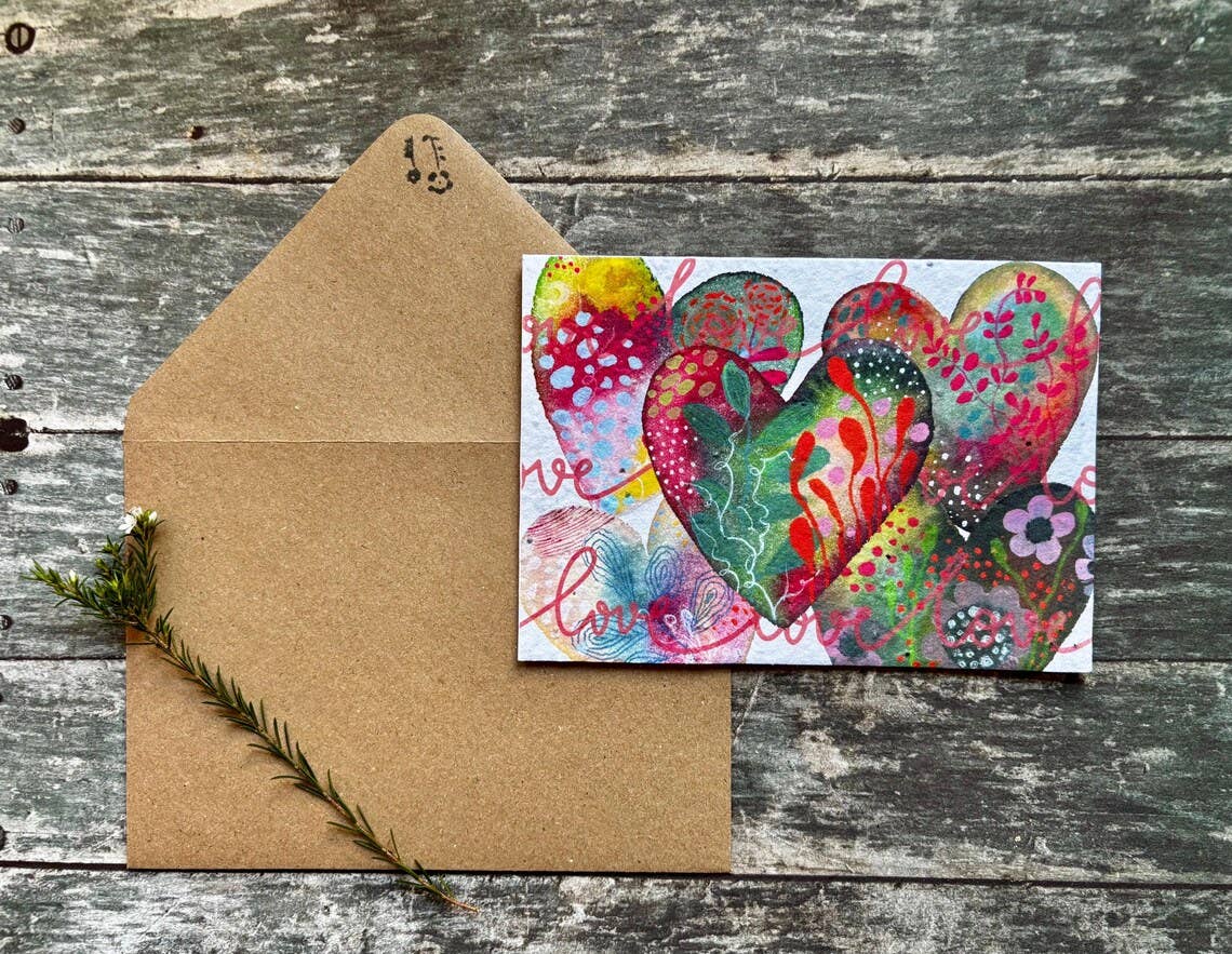 Erika's Whimsical Art – wholesale Love card – Plantable Seed Paper Love Card, Blank Inside 1