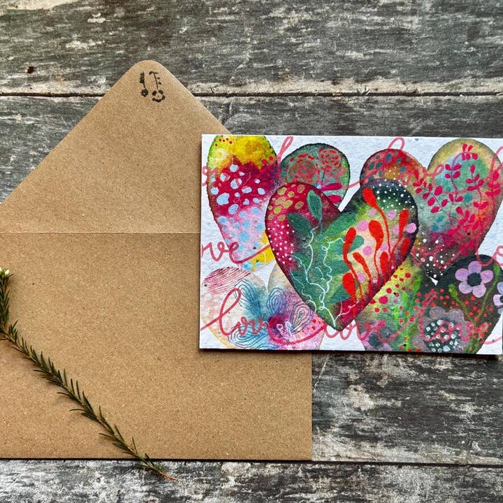 Erika's Whimsical Art – wholesale Love card – Plantable Seed Paper Love Card, Blank Inside 1