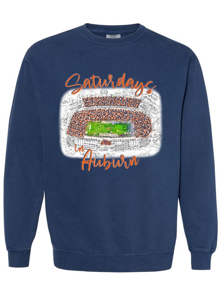 Felpa Saturdays In Auburn Comfort Colors per adulti per la vendita all'ingrosso da parte di Uncommon Label