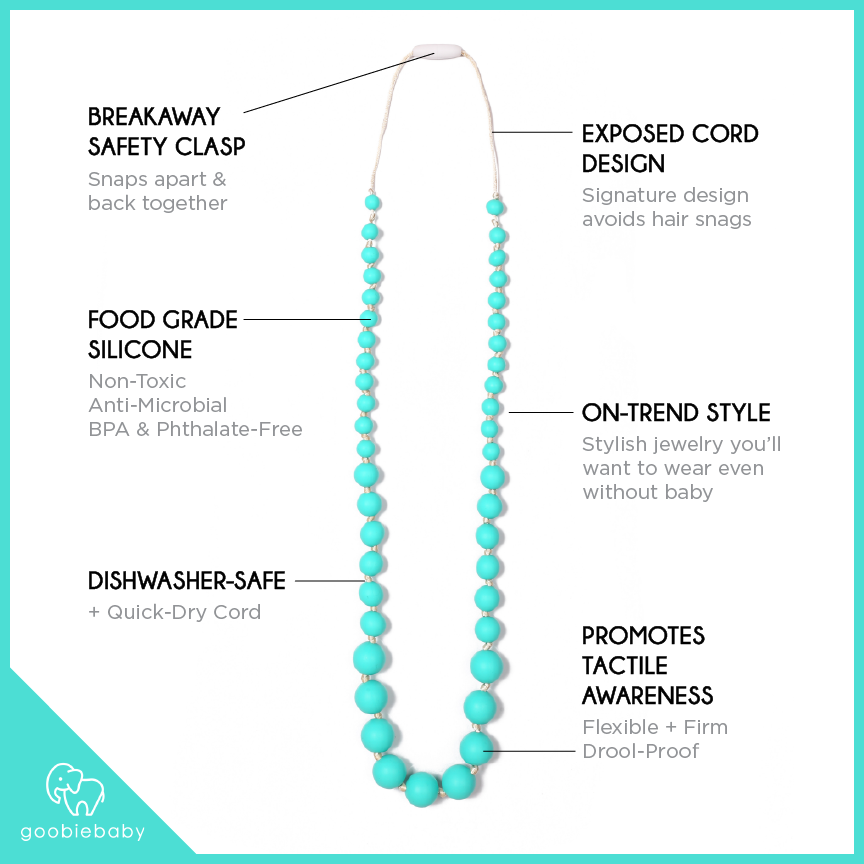 Goobie Baby – wholesale Tandsprickningshalsband - Baby – Audrey Tänder Halsband - Turkos2