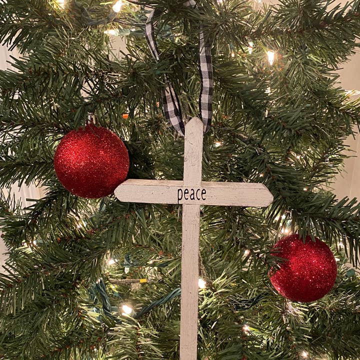 Joshua Jar – Großhandel Verzierung – Christbaumschmuck Friedenskreuz, rustikal1