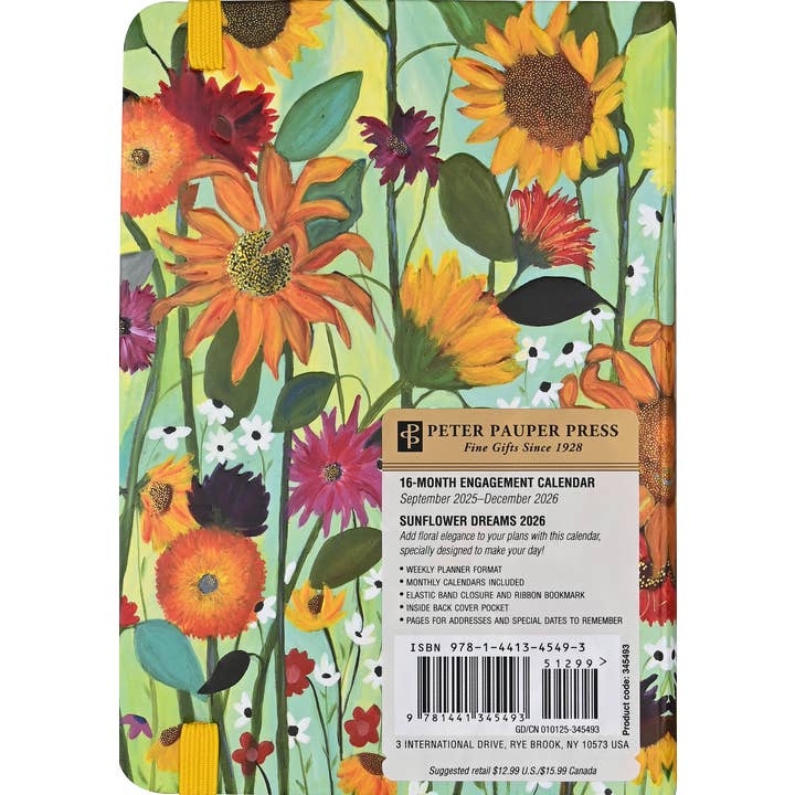 Peter Pauper Press - Wholesale Planner - 2026 Sunflower Dreams Weekly Planner