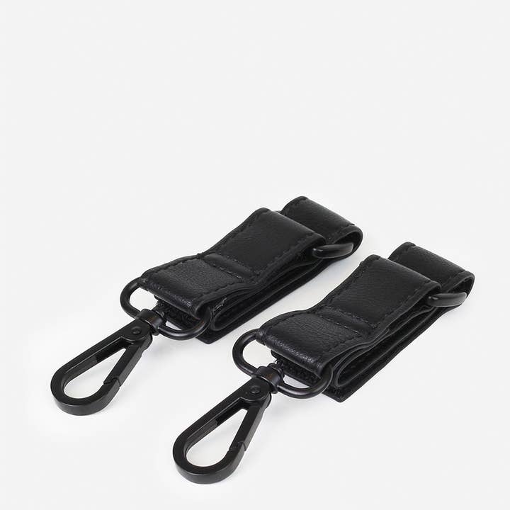 Fawn Design - Wholesale Purse Hook/Hanger - Women's - The Stroller Hooks - 2 Faux Leather Straps - Black / Black1