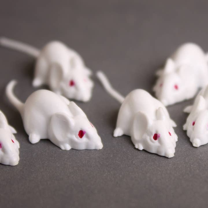 Mice - White Mouse Set - Red Eyes - 1" - 6 Pieces for wholesale on Faire5