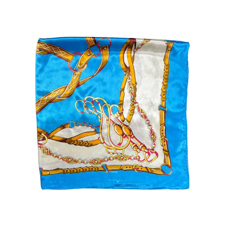 Lili Scarves – wholesale Scarf – Women's – Belted Chain Pattern Silk Touch Square Scarf2