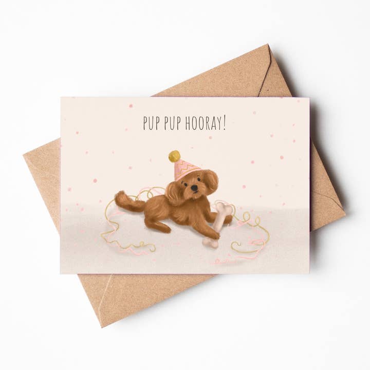 Pup Pup Hooray Dog Greeting Card for wholesale by Jo Couch