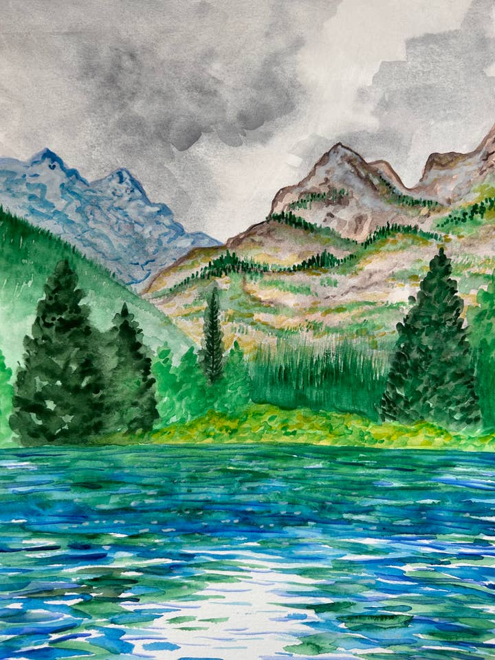 Impression 9"x12" Jenny Lake Grant Teton pour la vente par Fawn Brown Art