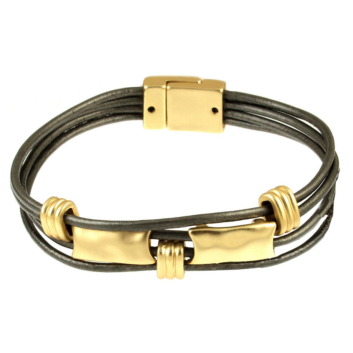 Origin Jewelry - Wholesale Bangle Bracelet - Antique silver and gold tone Bar Brac. with magnetic clasp1