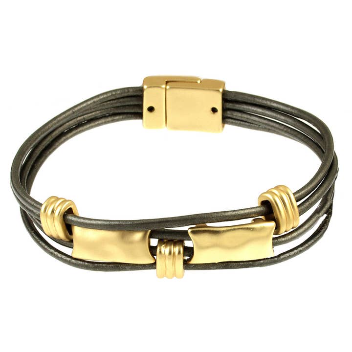 Origin Jewelry - Wholesale Bangle Bracelet - Antique silver and gold tone Bar Brac. with magnetic clasp1