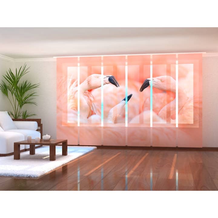Conjunto de 6 Cortinas Painel Incríveis Flamingos Rosa por atacado de IlyDecor