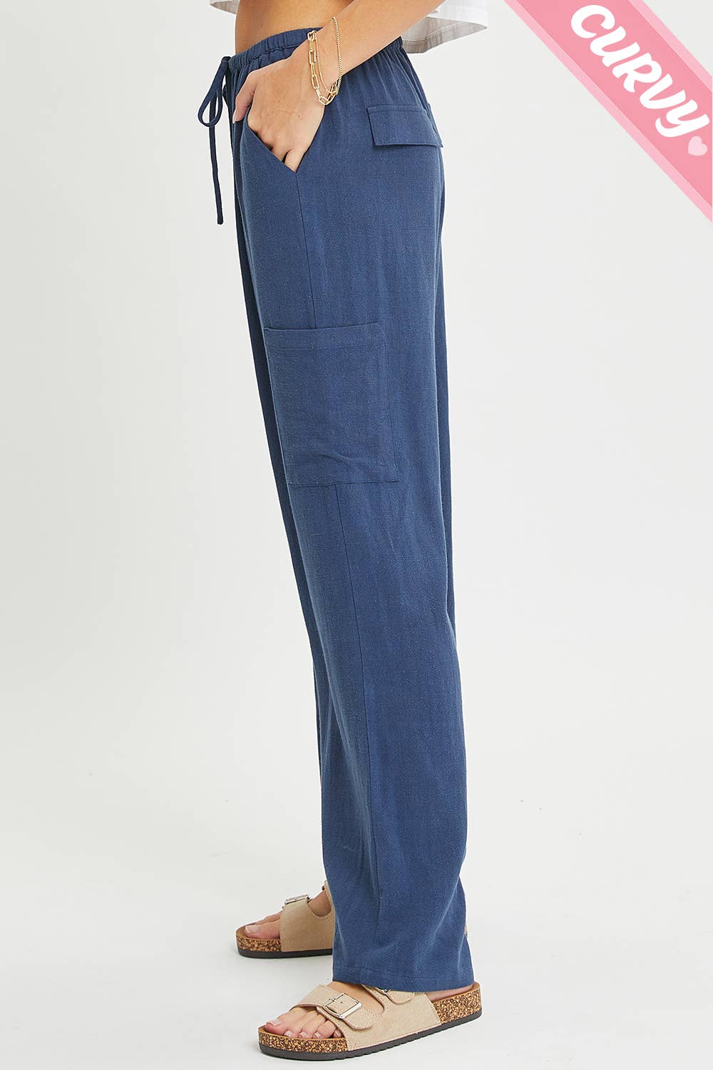 Sweet Lovely by Jen - Wholesale Pants - Women's - PLUS SIZE LINEN- BLEND PULL-ON-PANTS30