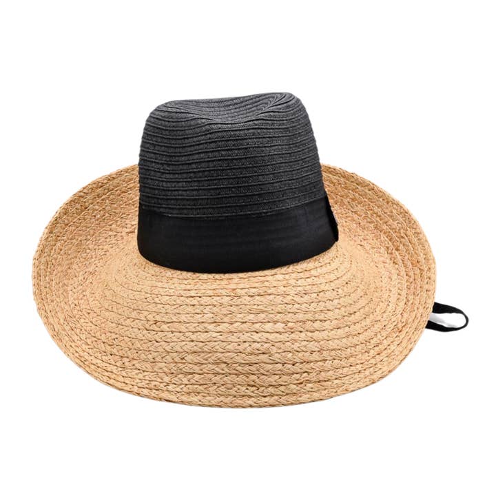 love Kate - Wholesale Straw hat – women's - FRIENDS, watch MY back, Raffia Fibre and Paper Ribbon Hat - UPF 50+