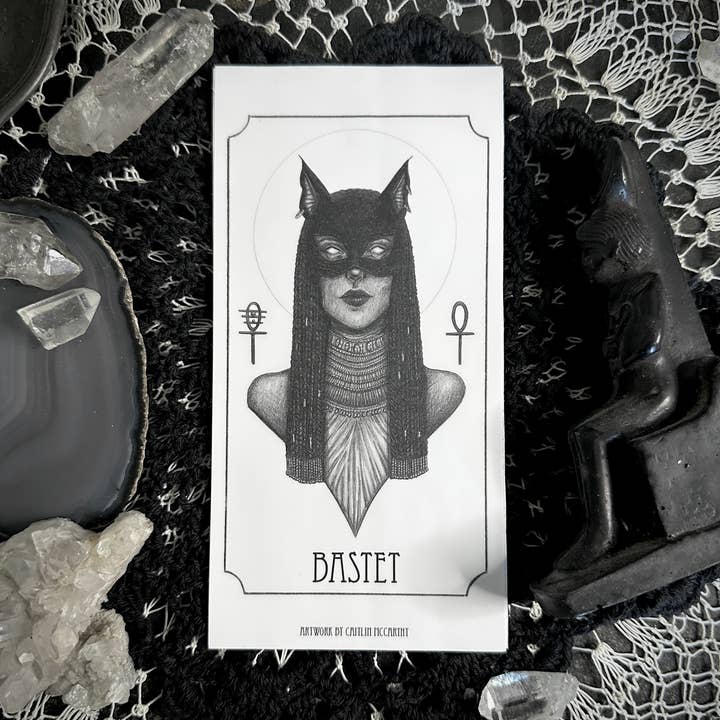 Bastet, adesivi per candele da altare, confezione da 5 adesivi in vinile per la vendita all'ingrosso da parte di Caitlin McCarthy Art