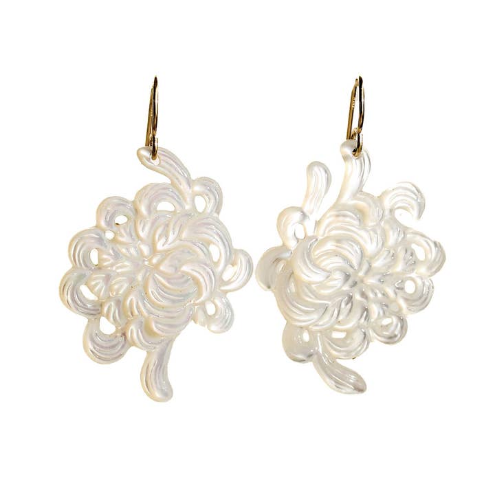Carved Chrysanthemum Earrings for wholesale by Alana Douvros Jewellery