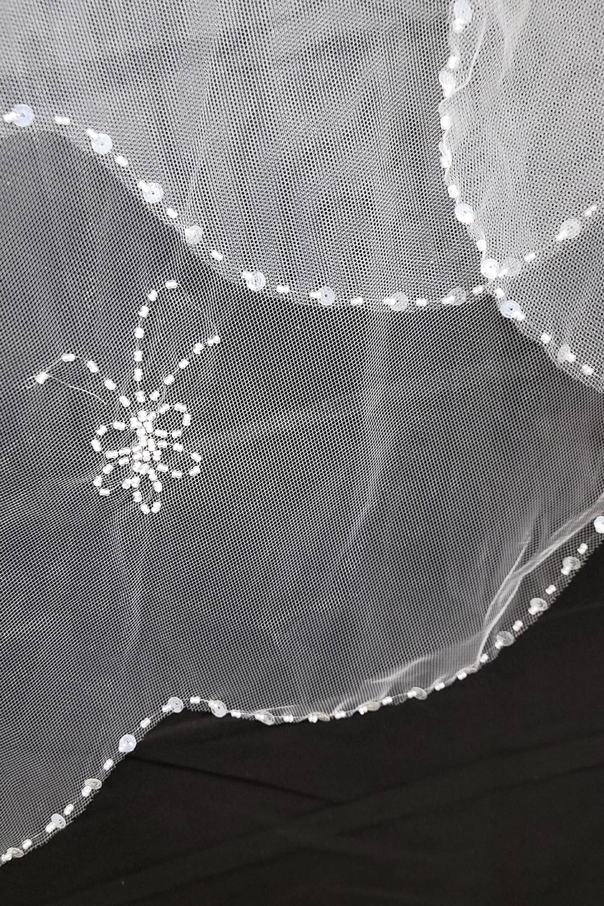White Wedding Veil With Beads and Sequins WV315-36 for wholesale on Faire5