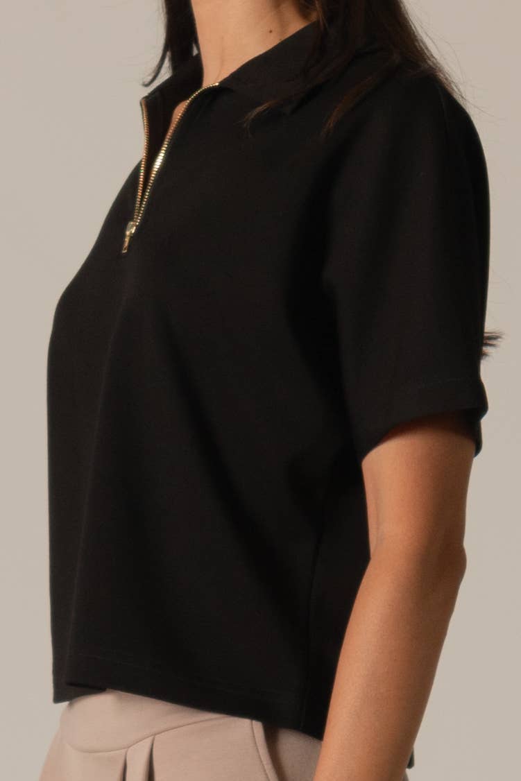 P. CILL - Wholesale Knit Top - Women's - P. CILL Butter Modal Short Sleeve Quarter Zip Top5