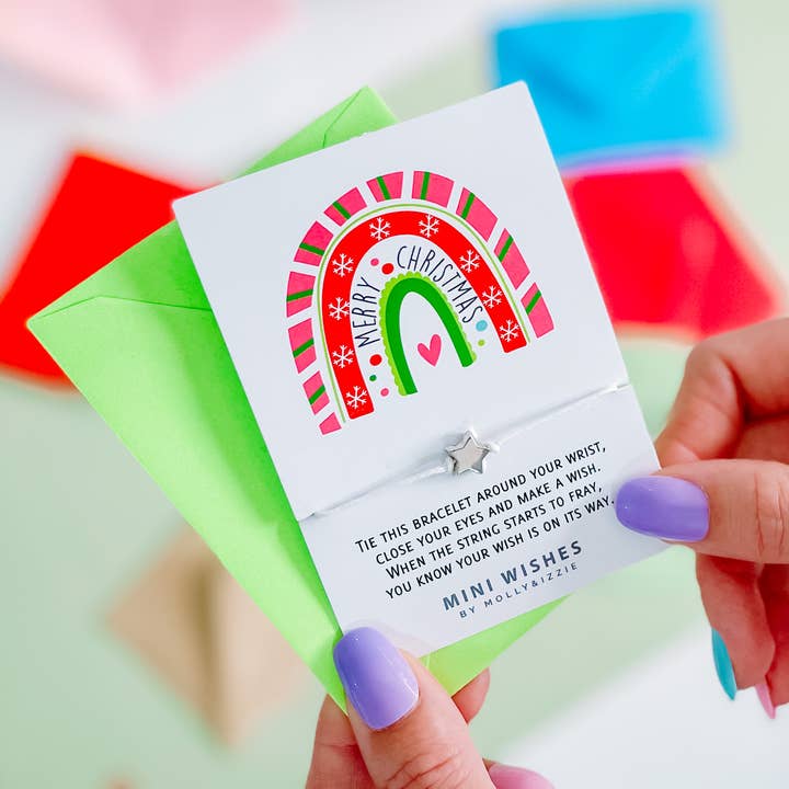 Merry Christmas Rainbow Mini Wish Bracelet for wholesale by by Molly&Izzie