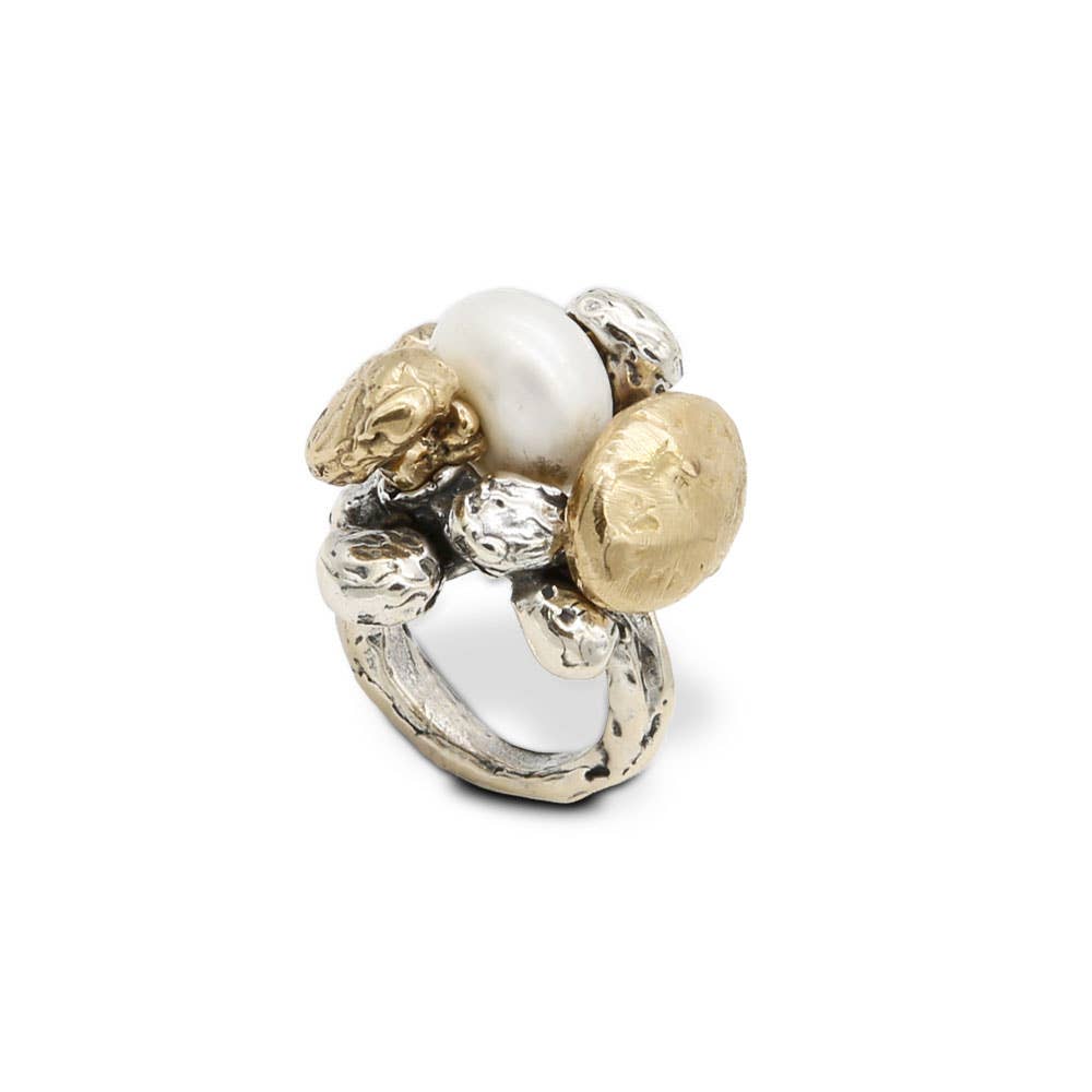 Mandile Gioielli - Wholesale Cocktail/Statement Ring - Silver and bronze ring with semiprecious stone (AR165)