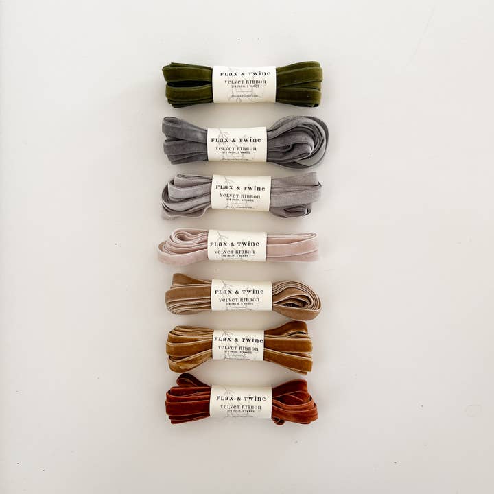 Flax & Twine - Wholesale Ribbon - Gift Wrapping - Flax & Twine 3/8" Velvet Ribbon