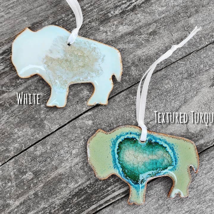 Buffalo Bison Ornament - Handmade Ceramic Geode for wholesale by Dock 6 Pottery