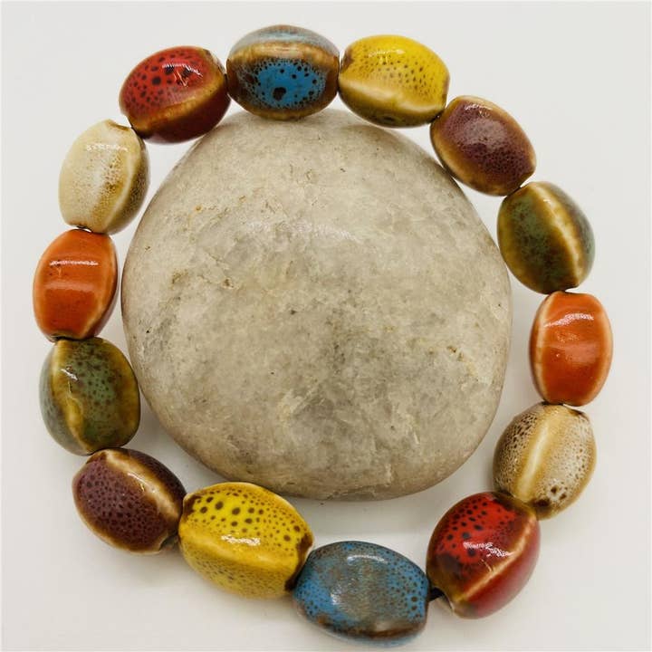 Mio Queena - Wholesale Beaded Bracelet - Colored Glazed Ceramic Elastic Bracelets