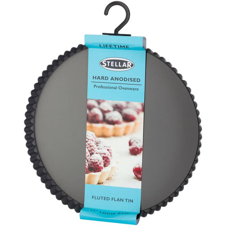 Stellar Hard Anodised, 10"/25cm Fluted Flan Tin, Loose Base for wholesale by Stellar