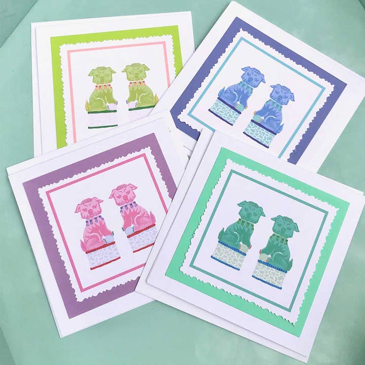 Cartes-notes Foo Dog découpées à la main pour la vente par Lemondaisy Design