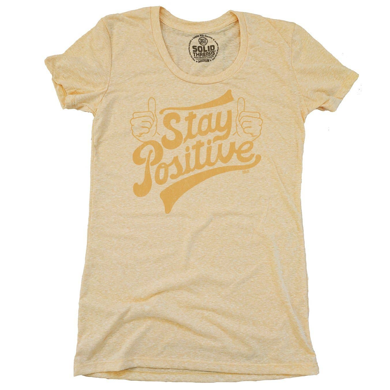 Solid Threads – T-shirt estampada - Mulher por atacado – Camiseta feminina Stay Positive1