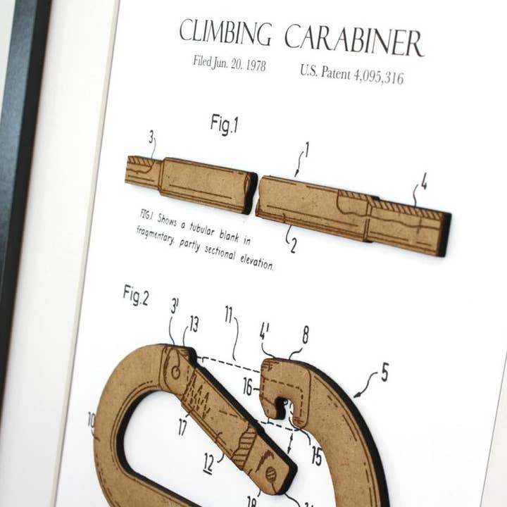 Simply Cut Art - Wholesale Art Print - Climbing Gifts, Carabiner Patent Art