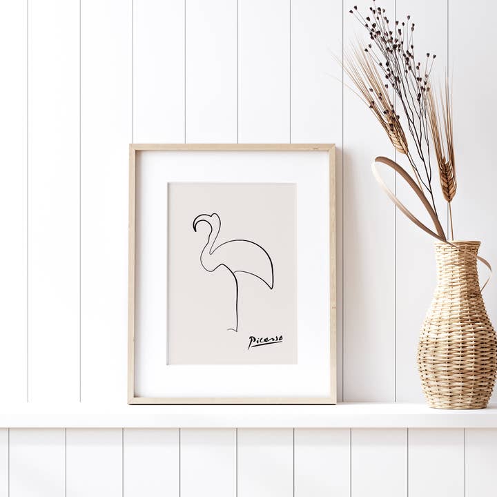 Sugar & Canvas – Impressão artística por atacado – Pablo Picasso Flamingo Linha Desenho Arte Print P354