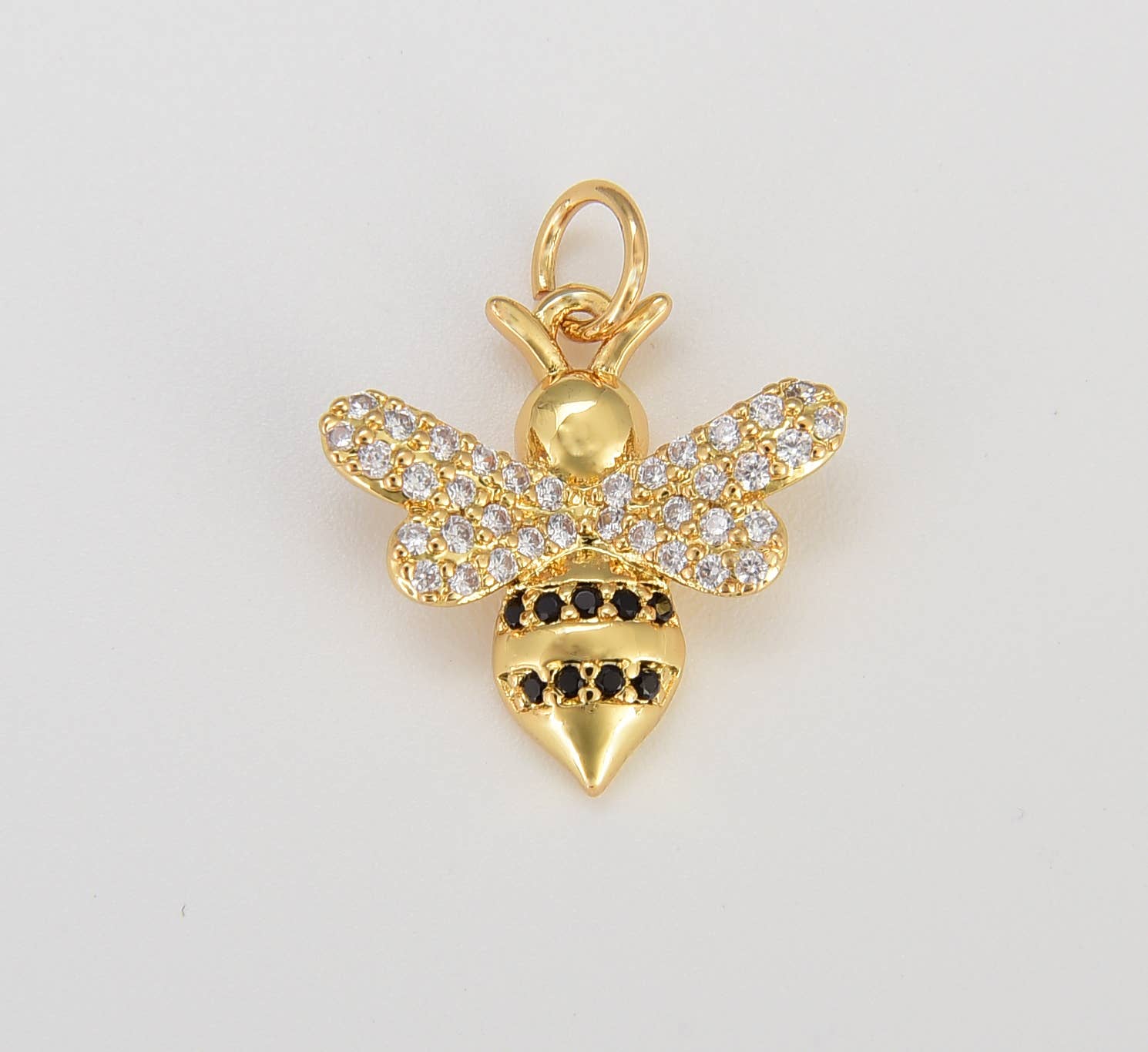 Beads Creation – Pendente/pingente individual por atacado – Pingente de Abelha Mini CZ Micro Pave.