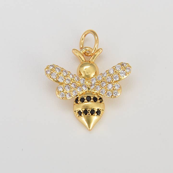 Beads Creation - Wholesale Individual Charm/Pendant - CZ Micro Pave Mini Bee Charm Pendant