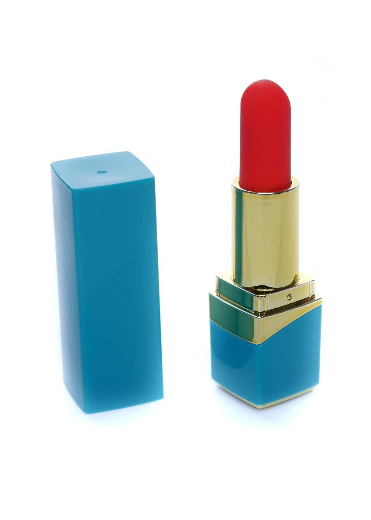 Kinky Pleasure - Wholesale Sex Toy - Bossoftoys - 22-00022 - Lipstick Vibrator - Rechargeable - Blue housing - Color box0