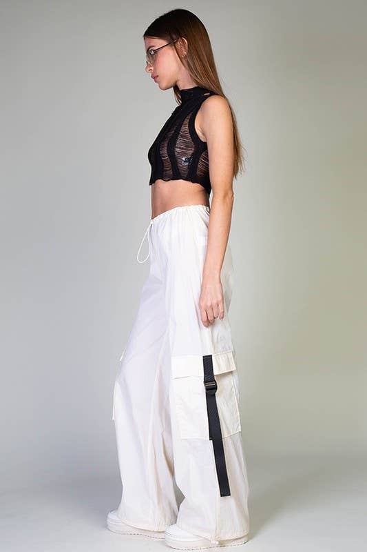 Rehab Lab - Wholesale Pants - Women's - Low Rise Cargo Parachute Pants With Contrast Strap14